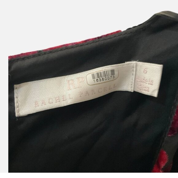 Rachel Parcell Burnout Velvet Maxi Dress V-Neck Gown Black Red Size 6 *READ FLAW - Picture 6 of 10